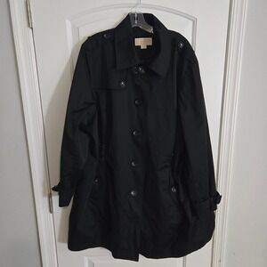 Michael Kors Classic Trench Coat Women 3X Black Mid Length Chic Plus Size